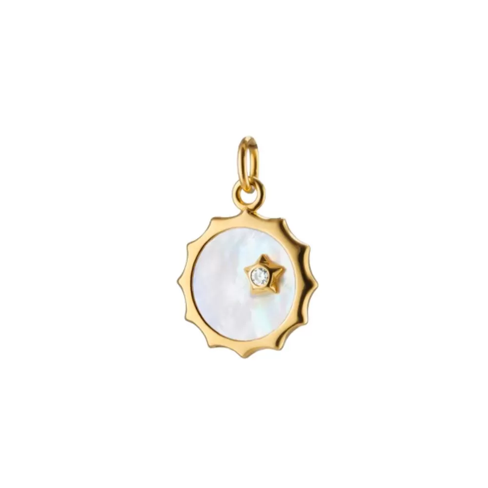 Monica Rich Kosann 18k Gold Mother of Pearl Happiness Sun and Star Charm