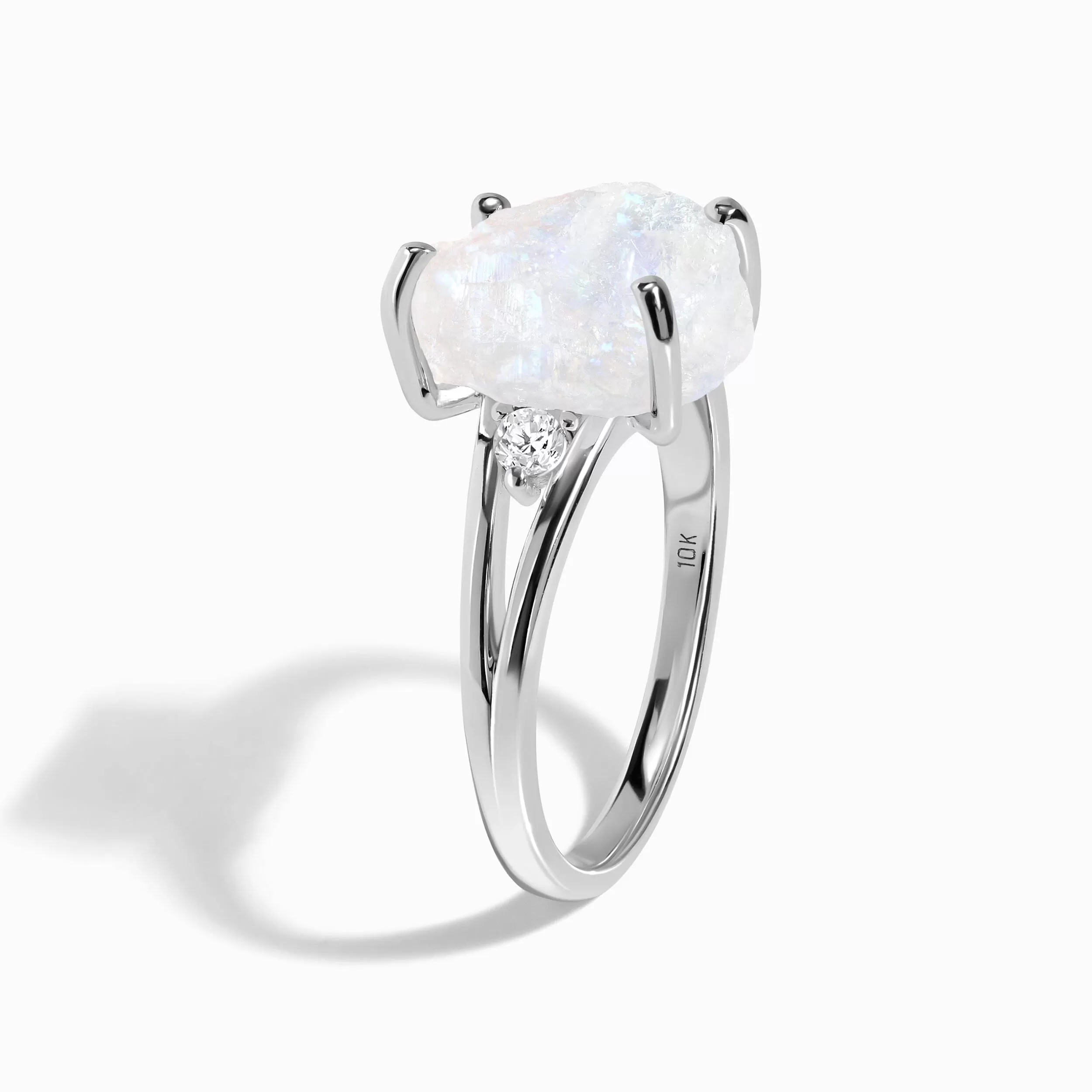 Moonstone Lab Diamond Ring - Raw Beauty