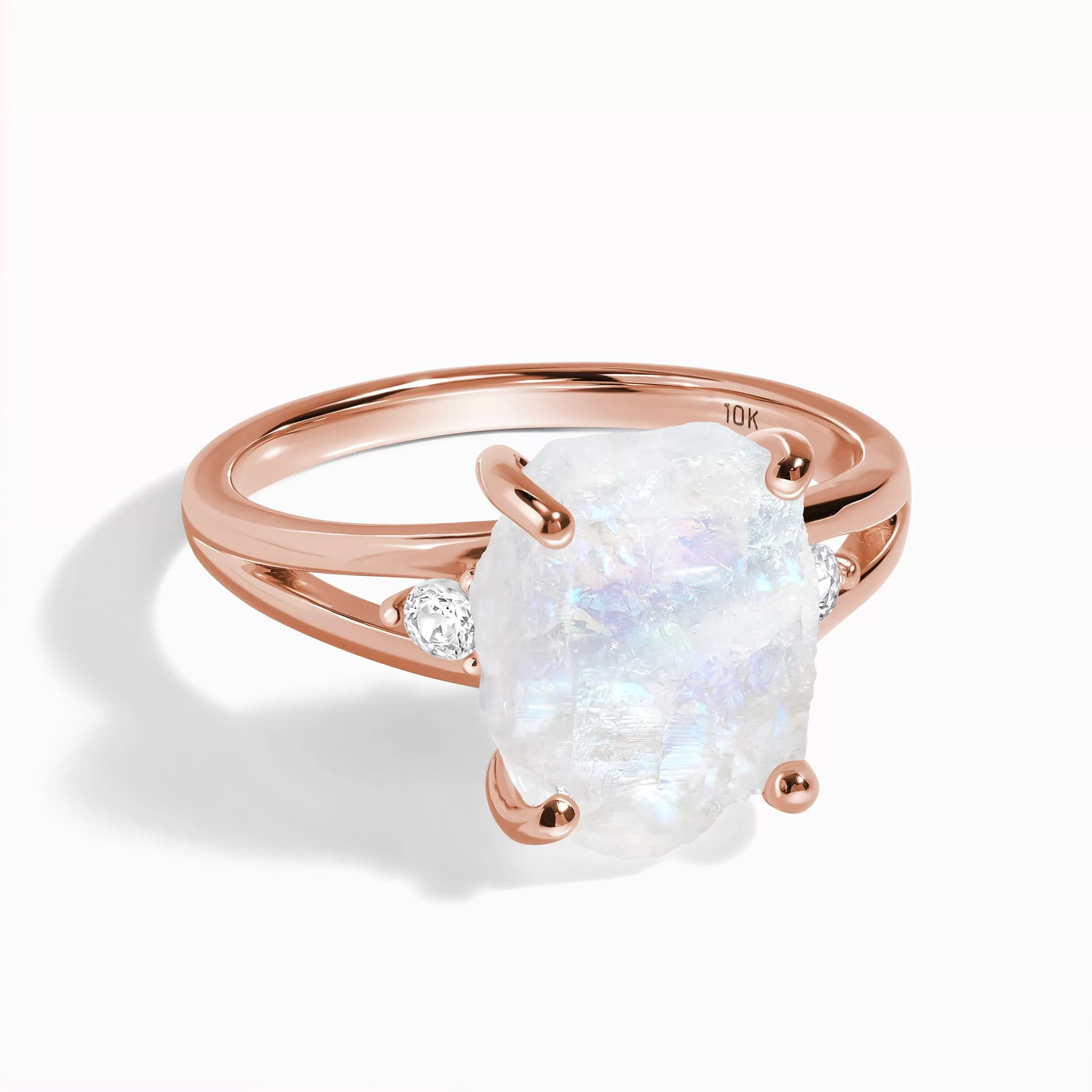 Moonstone Lab Diamond Ring - Raw Beauty