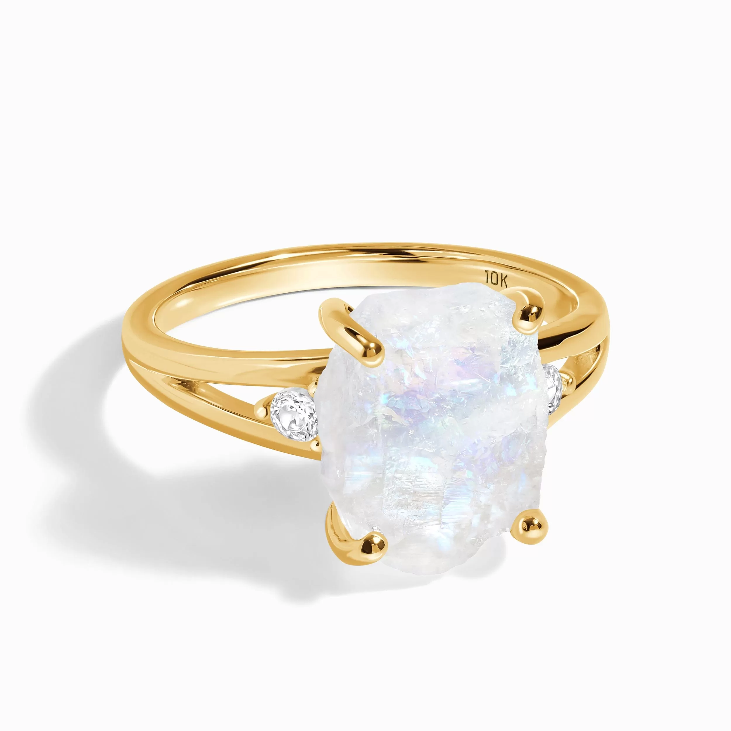 Moonstone Lab Diamond Ring - Raw Beauty