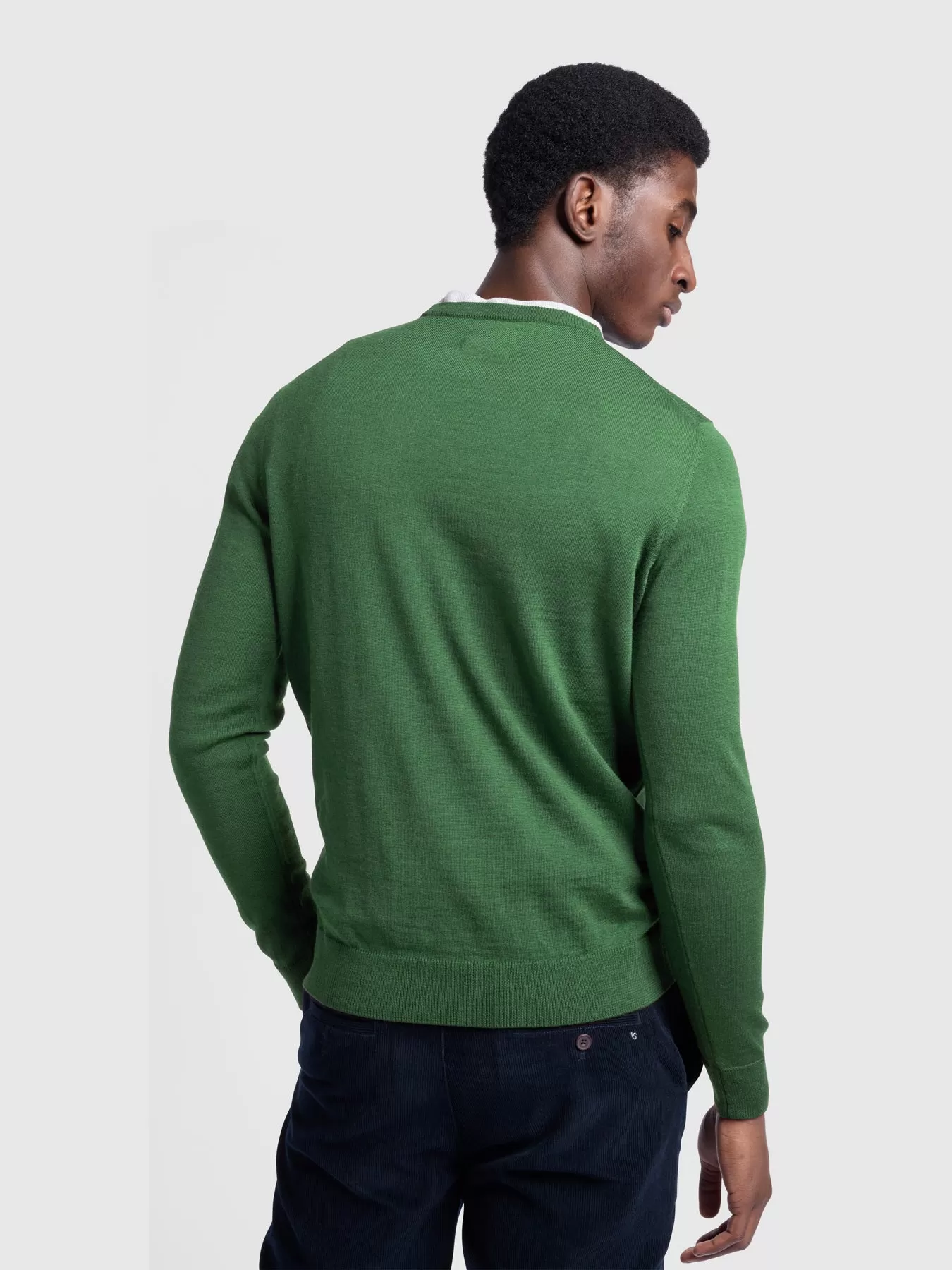 Mullen Merino Wool Crew Neck Jumper In Wreath Green