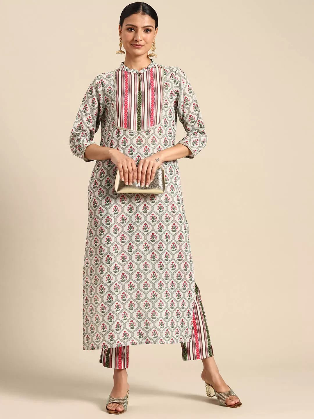 Multicolor Moss Digital Floral Printed Kurta with Pant