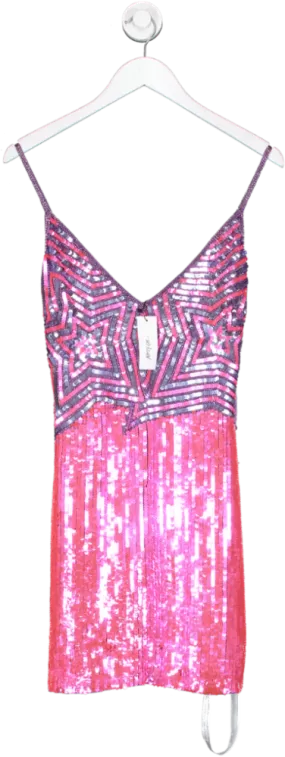 Nasty Gal Pink Star Sequin Strappy Mini Dress UK 10