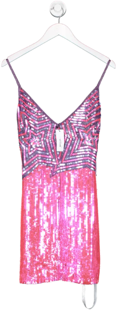 Nasty Gal Pink Star Sequin Strappy Mini Dress UK 10