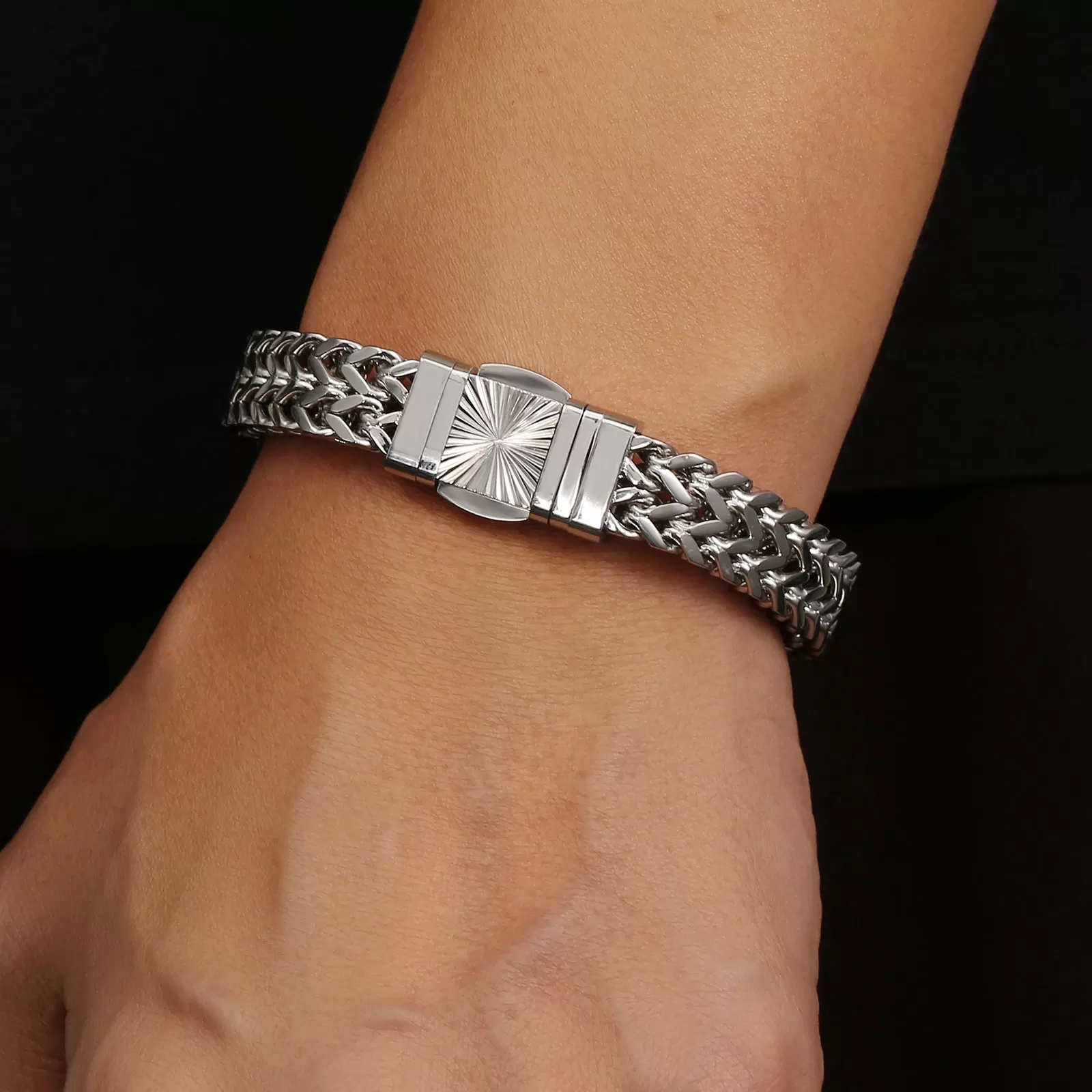 New 12mm 4-Sided Franco Bracelet with Embossed Clasp