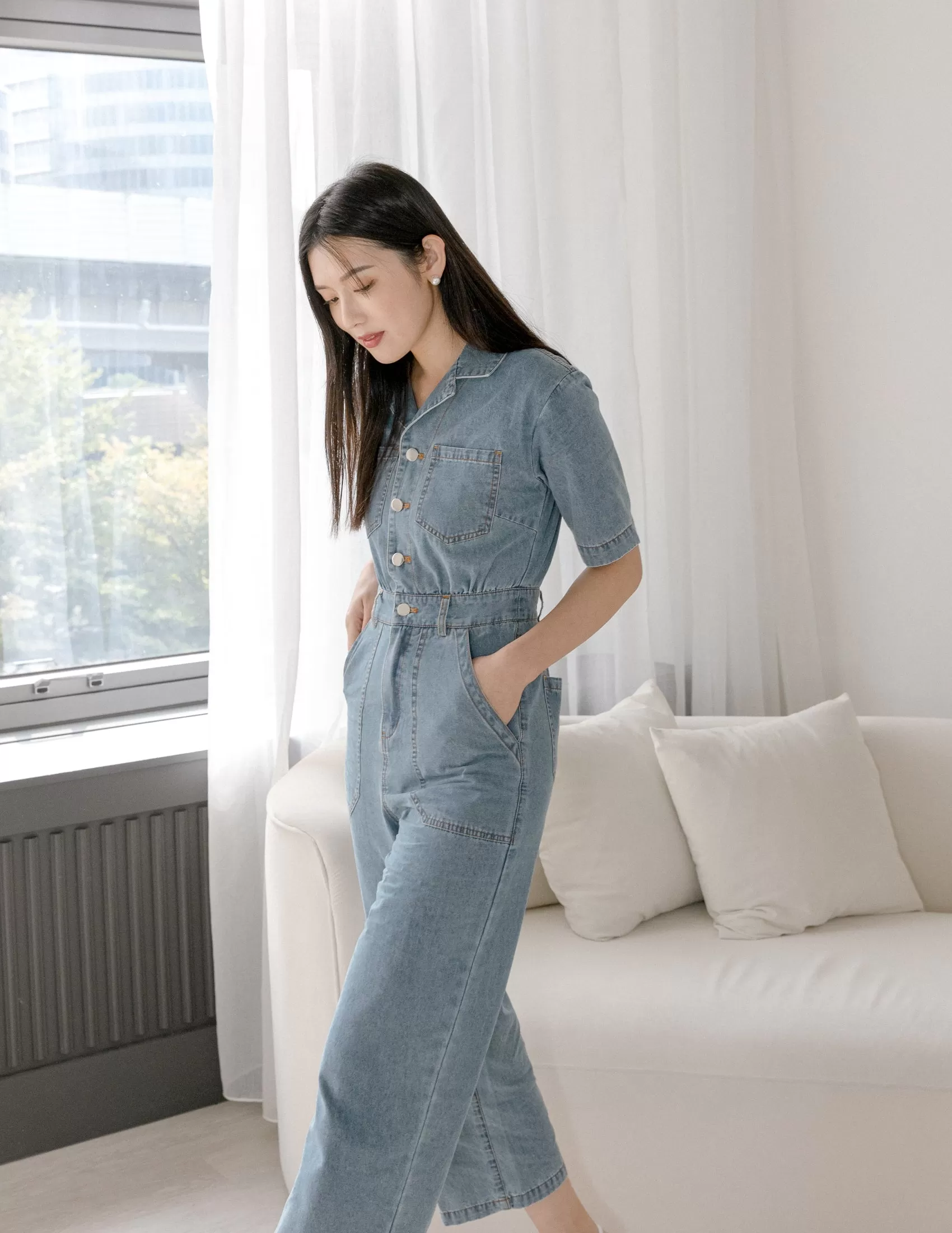 Parker Denim Jumpsuit in Light Wash