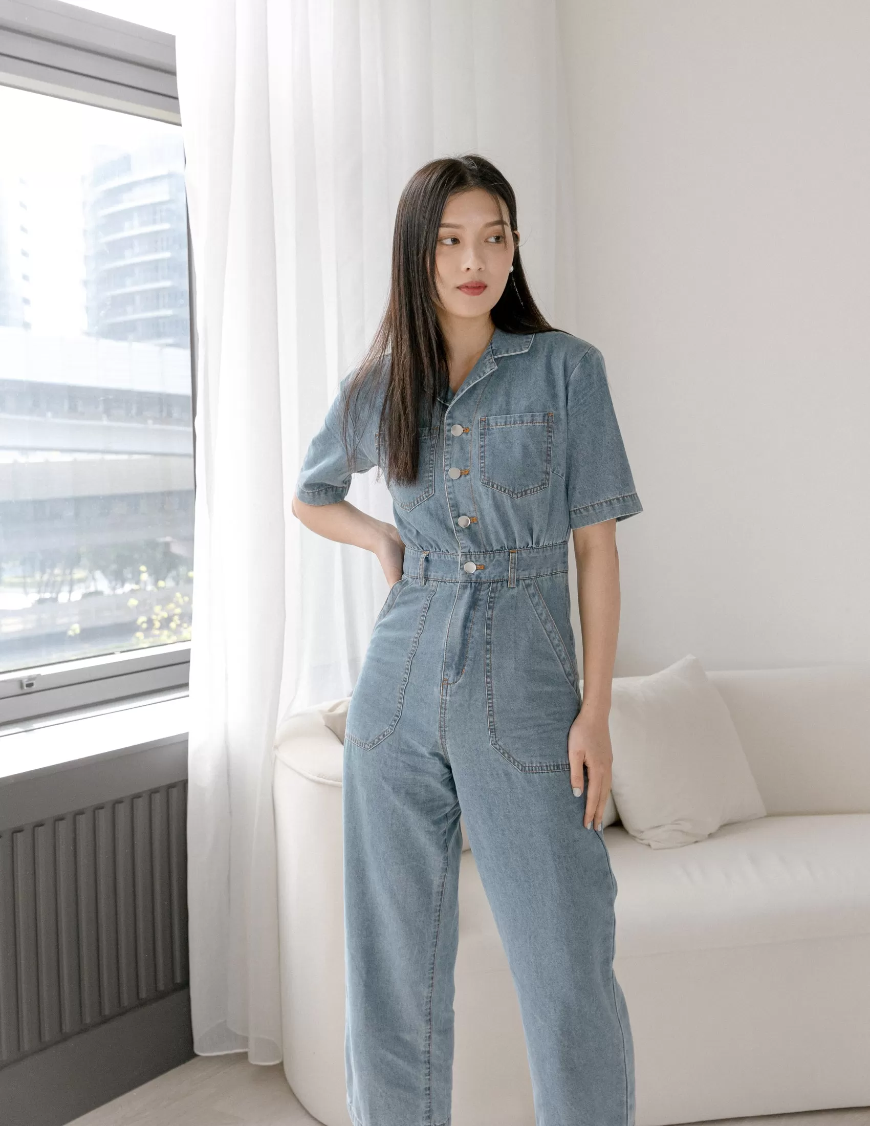 Parker Denim Jumpsuit in Light Wash