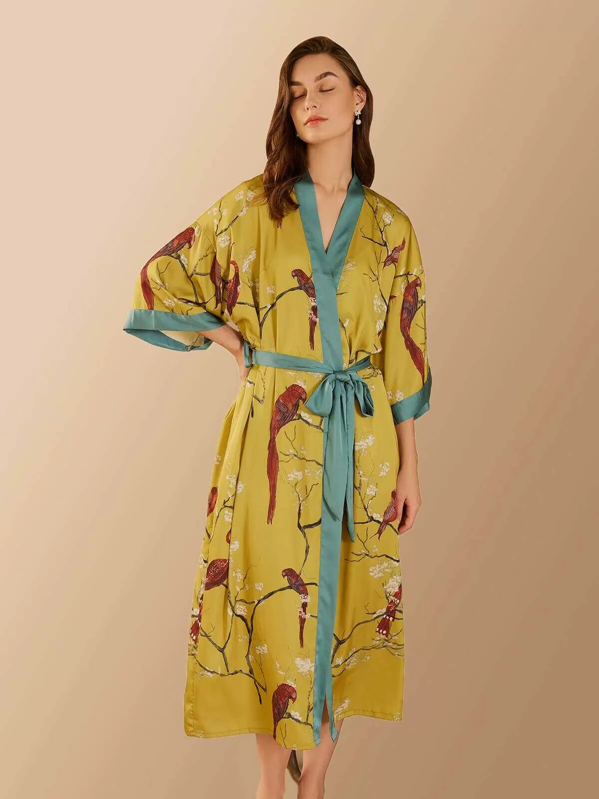 Perched Bird Kimono Robe