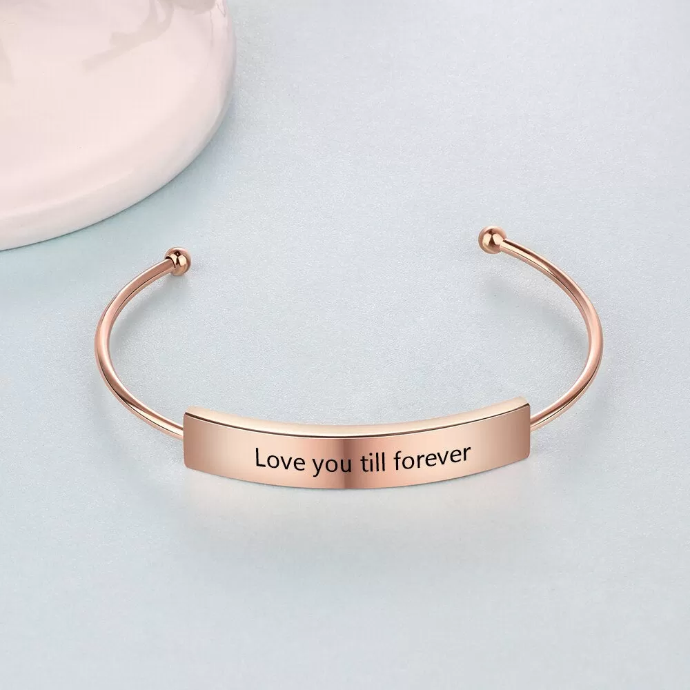 Personalized Custom Name Cuff Bar Bracelets For Women