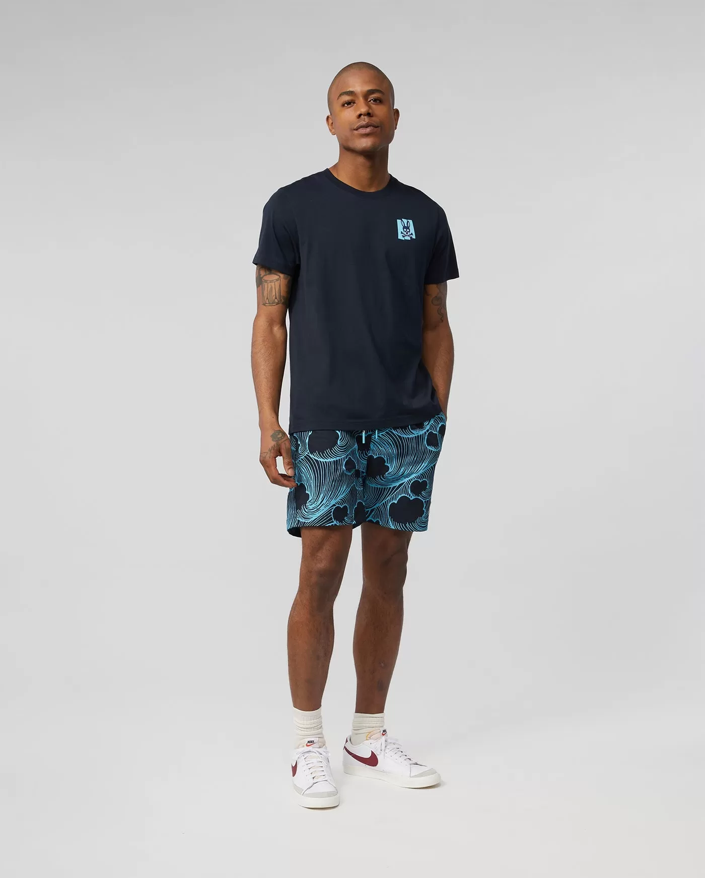 Psycho Bunny Mens Thames Two Sided Graphic Tee - Navy