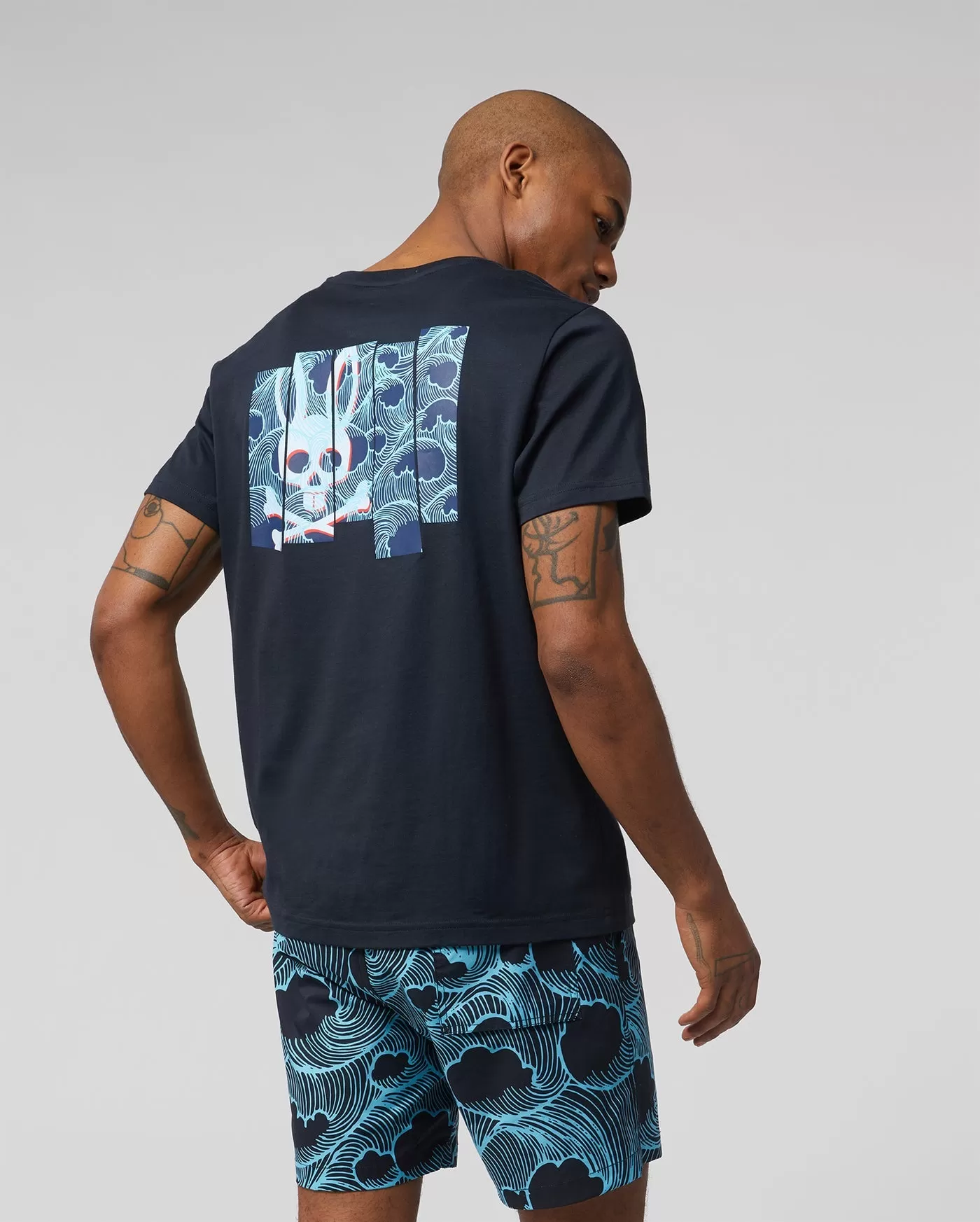 Psycho Bunny Mens Thames Two Sided Graphic Tee - Navy