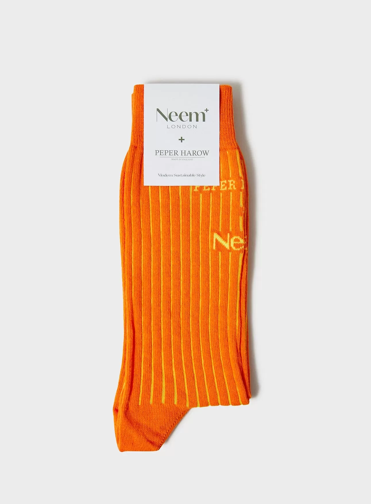 Recycled British Ribbed Cotton Orange Men's Socks