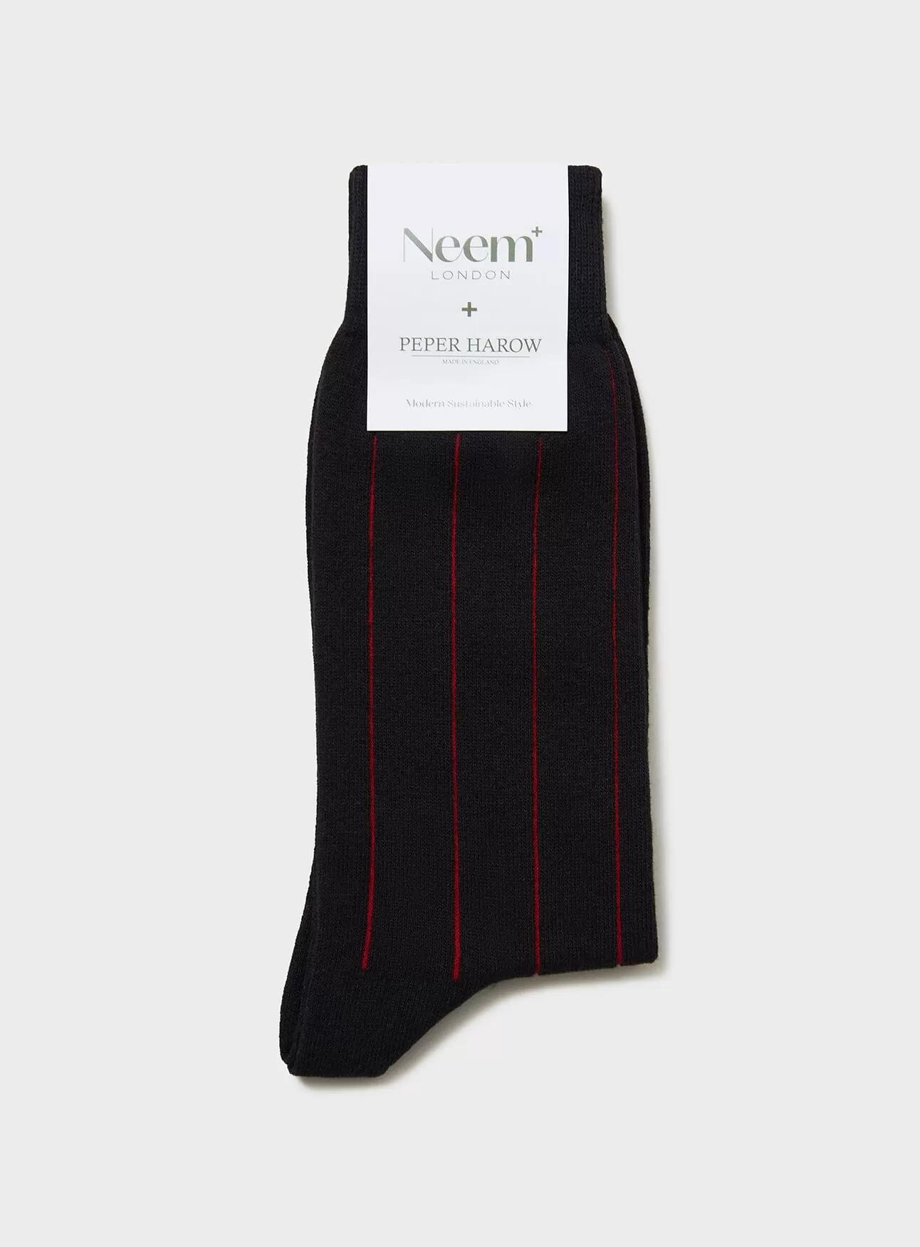 Recycled Cotton Pin Stripe Black/Red Socks