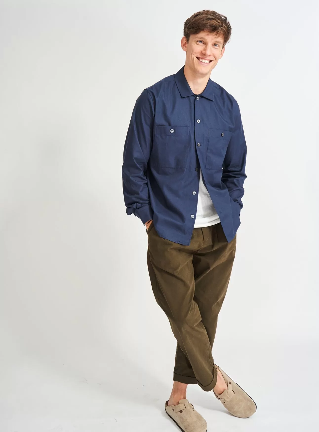 Regenerative Cotton Navy Double Pocket Shirt