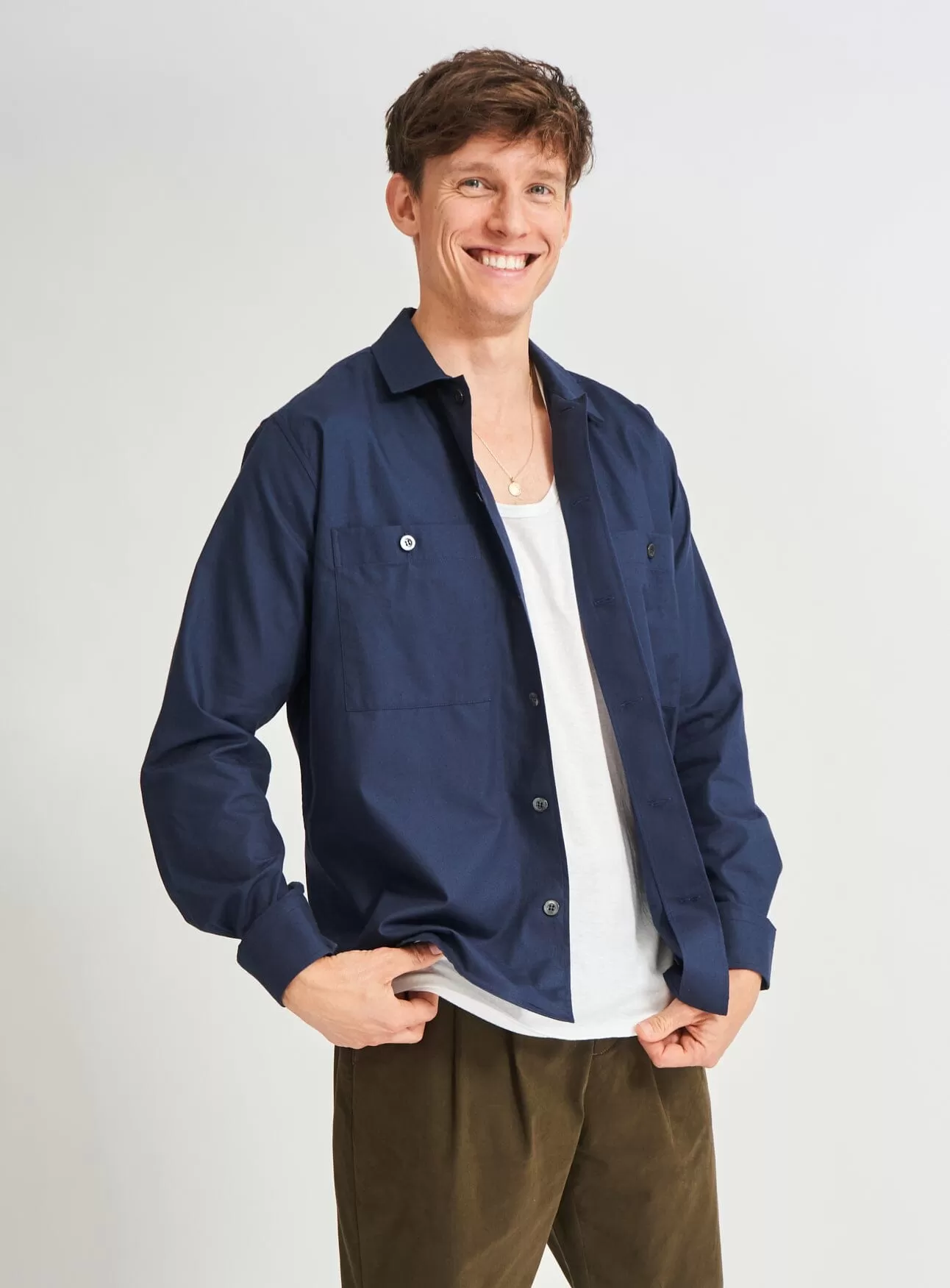 Regenerative Cotton Navy Double Pocket Shirt