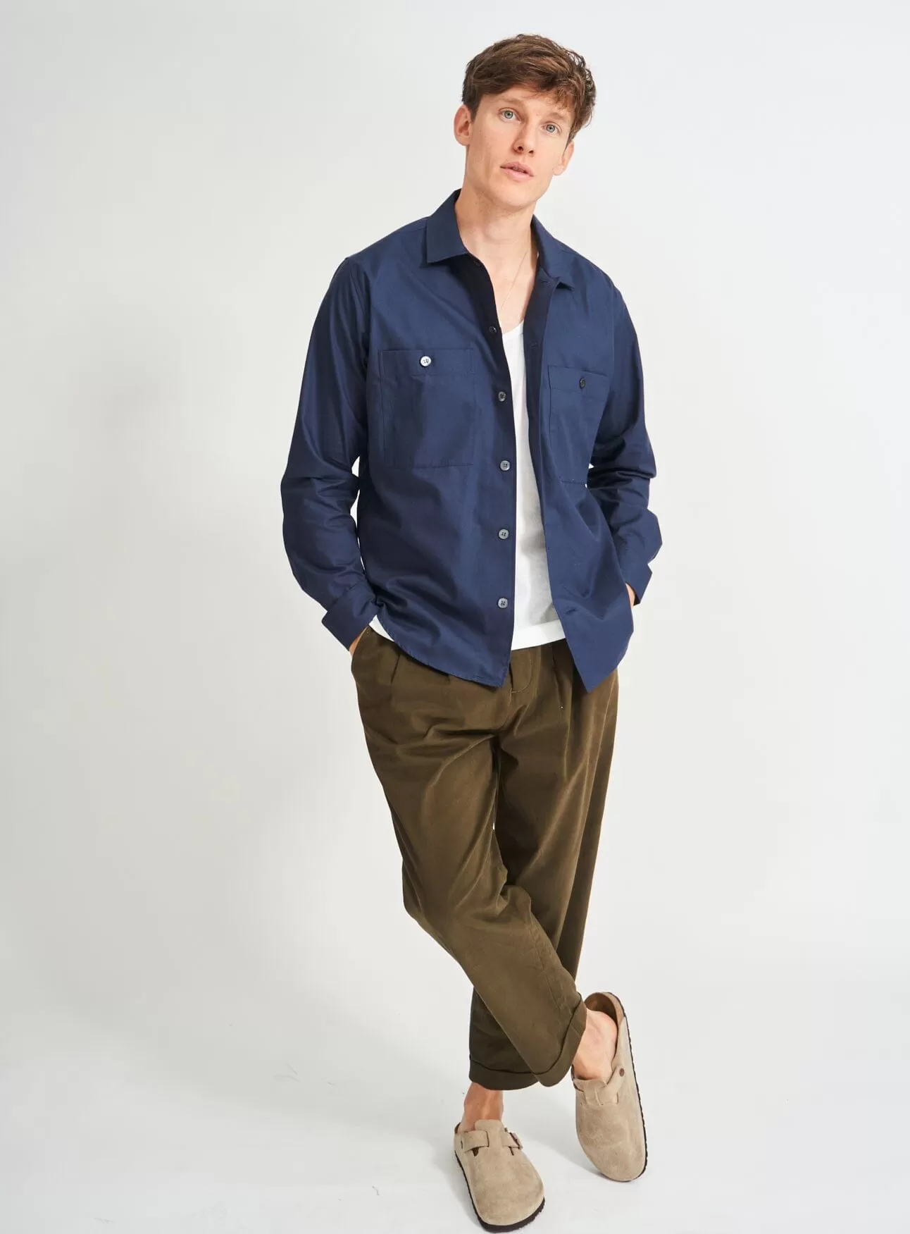 Regenerative Cotton Navy Double Pocket Shirt