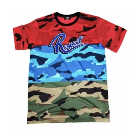 Respect Camo Split Tee (Red/Blue/Camo) / D15