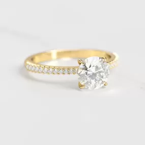 Round Half Pave Tapered Diamond Ring