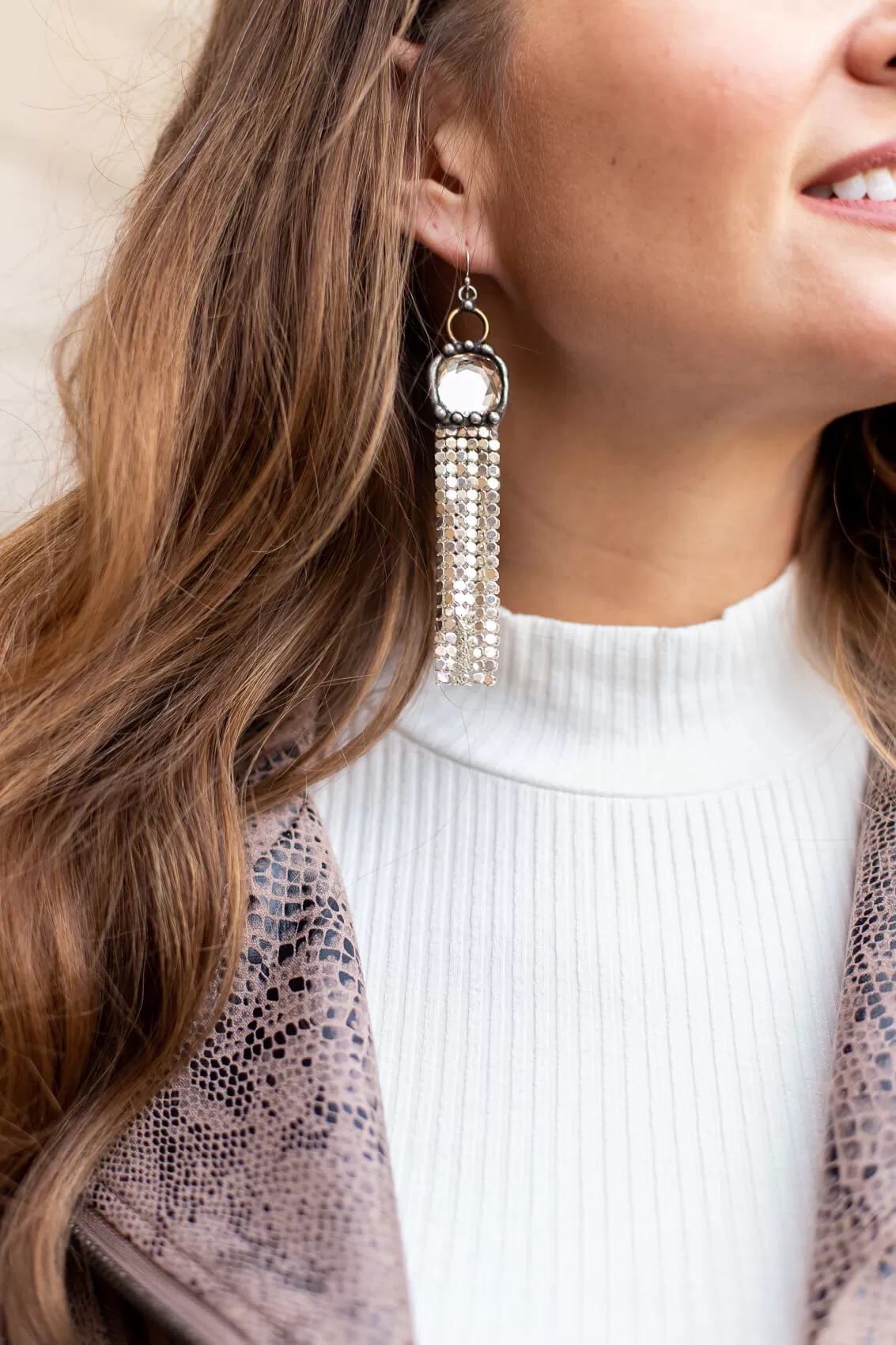 Silver Mesh Fringe Earrings