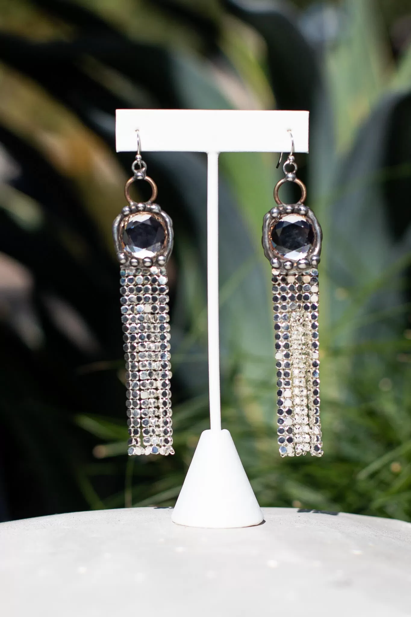 Silver Mesh Fringe Earrings