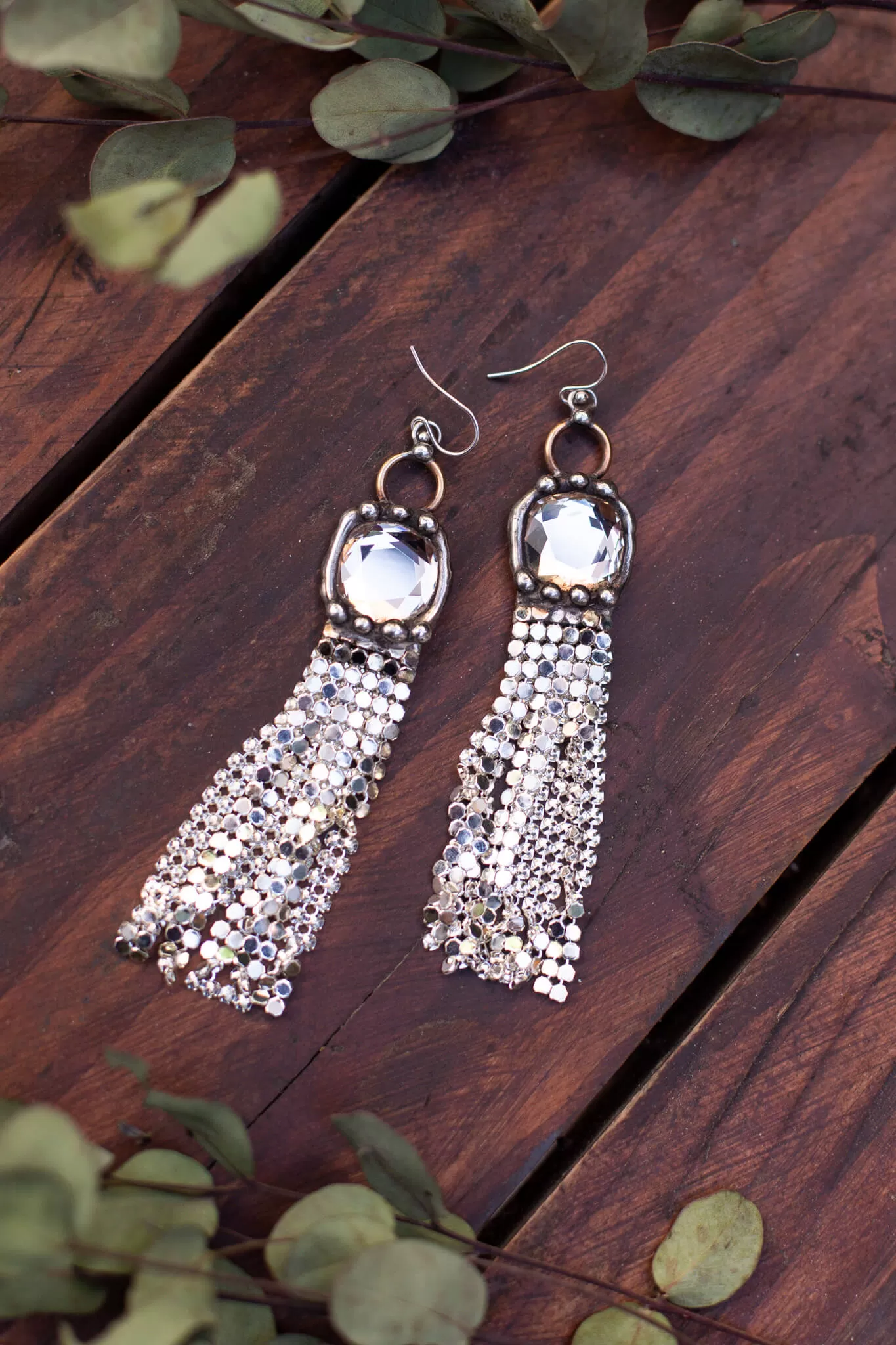 Silver Mesh Fringe Earrings