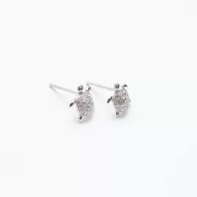 Silver Turtle Crystal Studs