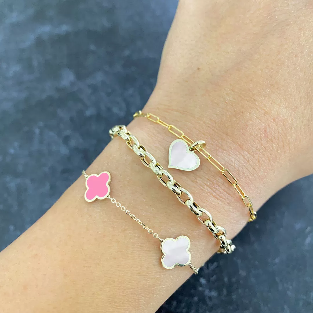 Small Pink Mixed Clover Bracelet