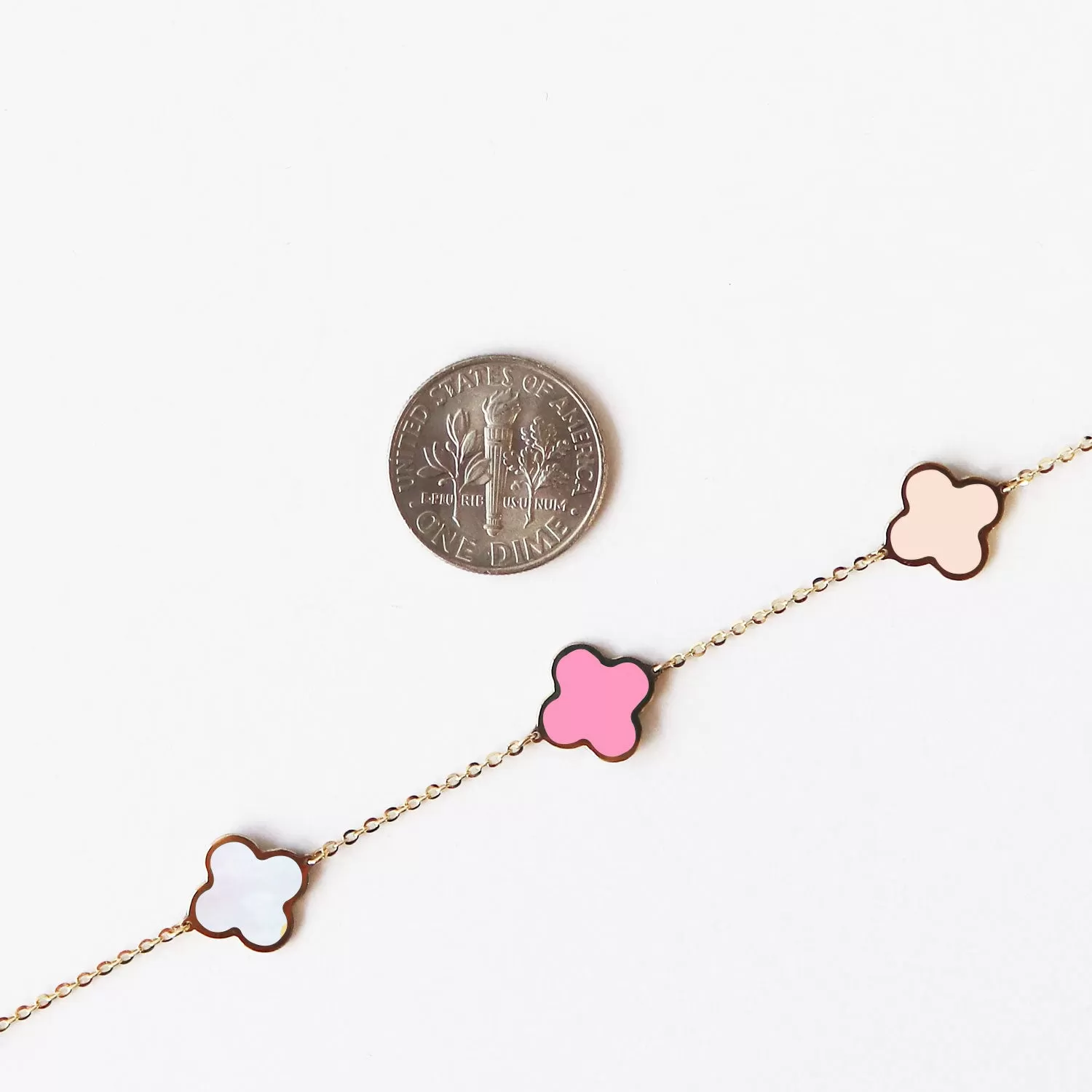 Small Pink Mixed Clover Bracelet