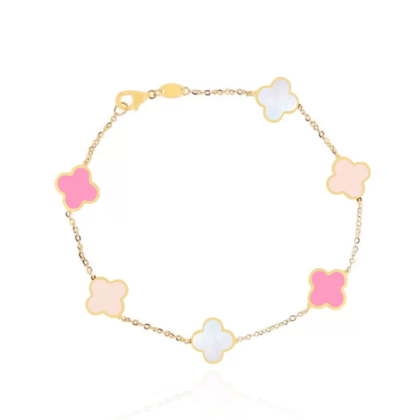 Small Pink Mixed Clover Bracelet