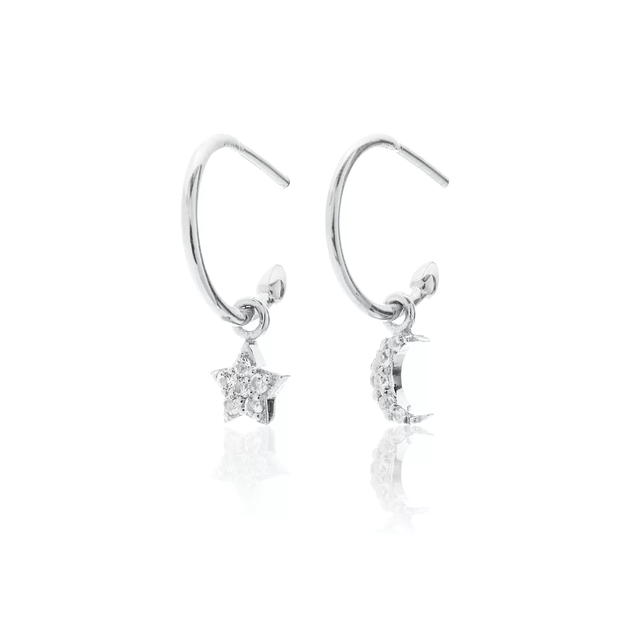 Superfine / Celestial / Hoop Earrings / White Topaz   Silver