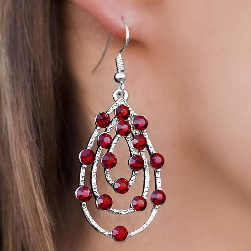 Tempting Tempest Red Gem Earrings