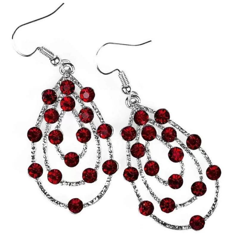 Tempting Tempest Red Gem Earrings