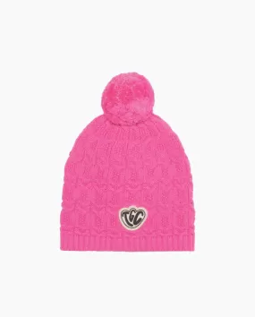 TGC Lace Knit Pom Pom Beanie - Bubblegum Pink