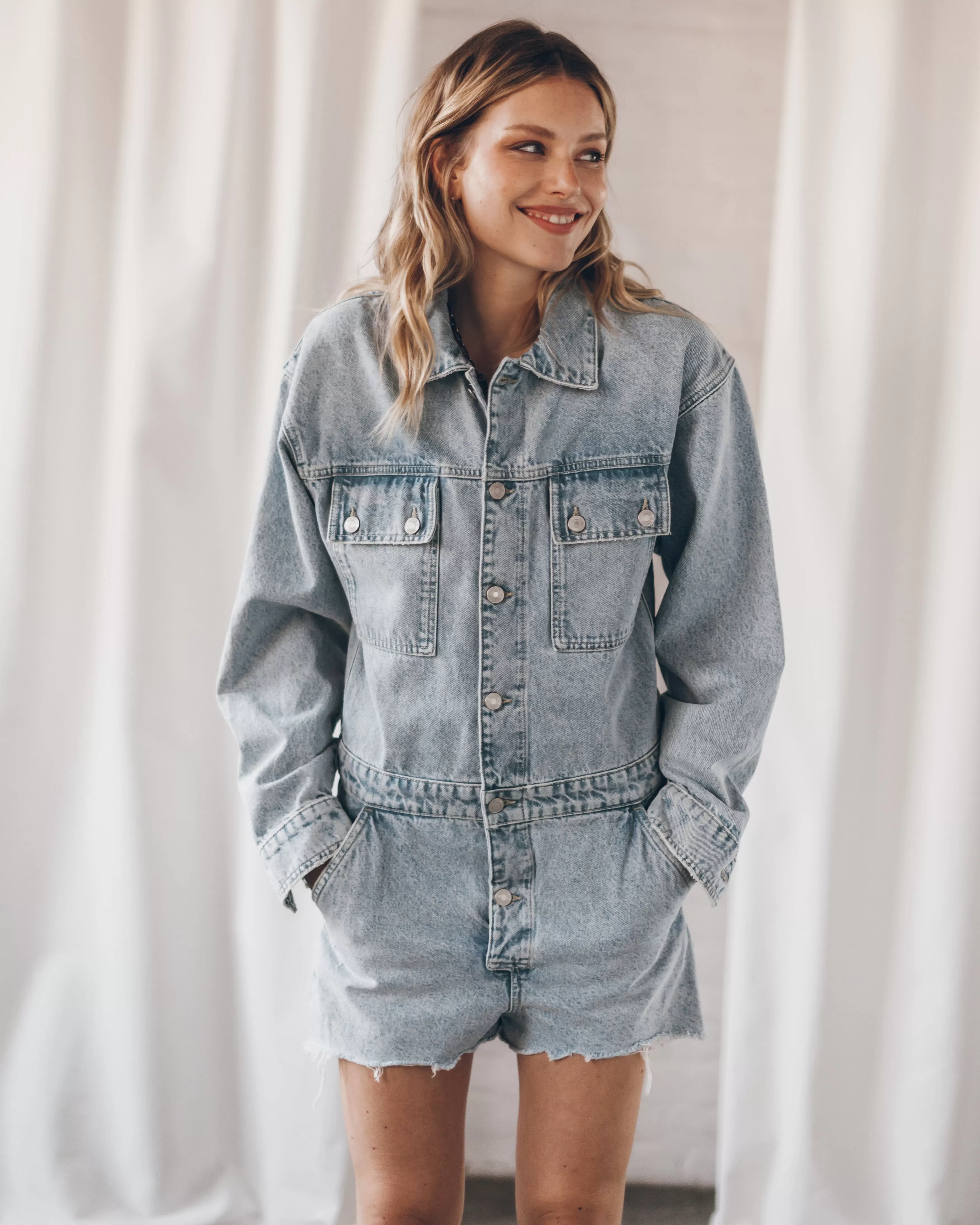 The Blue Short Denim Jumpsuit