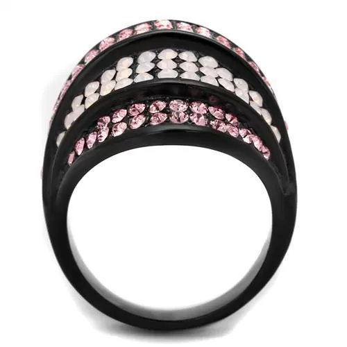 TK2201 IP Black(Ion Plating) Stainless Steel Ring with Top Grade Crystal in Multi Color