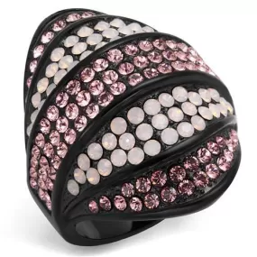 TK2201 IP Black(Ion Plating) Stainless Steel Ring with Top Grade Crystal in Multi Color