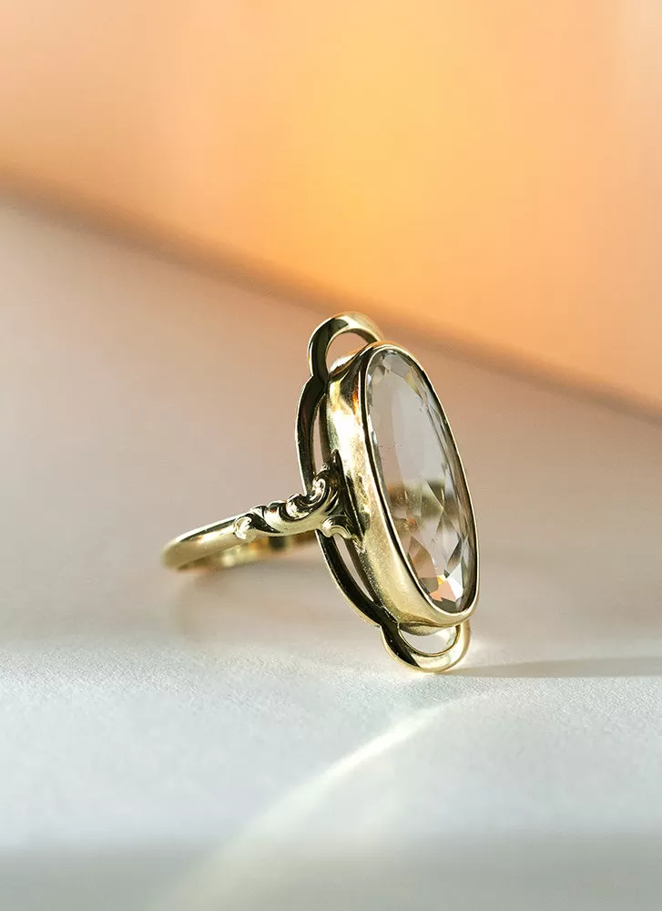 Trixie rock crystal ring 14k gold