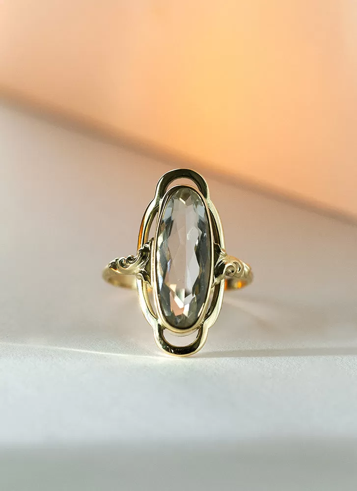 Trixie rock crystal ring 14k gold