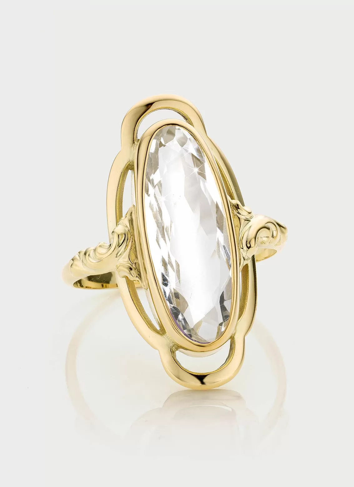 Trixie rock crystal ring 14k gold