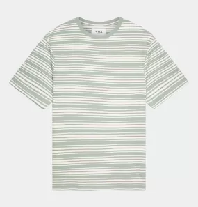 Wax London Dean T-Shirt in Light Green Trail Stripe