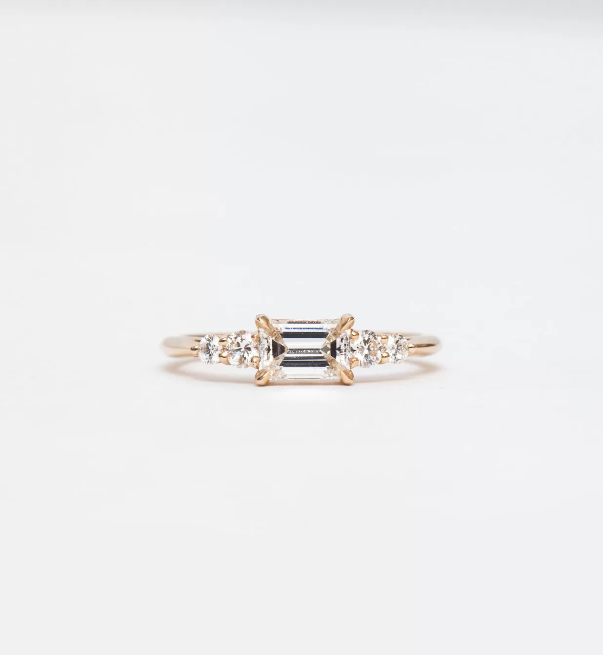 White Diamond Five Stone Bea Ring