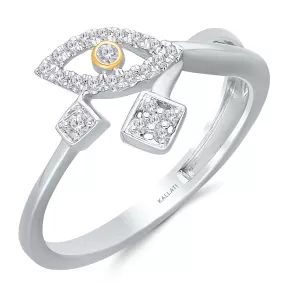 White Gold White Diamond Evil Eye Ring