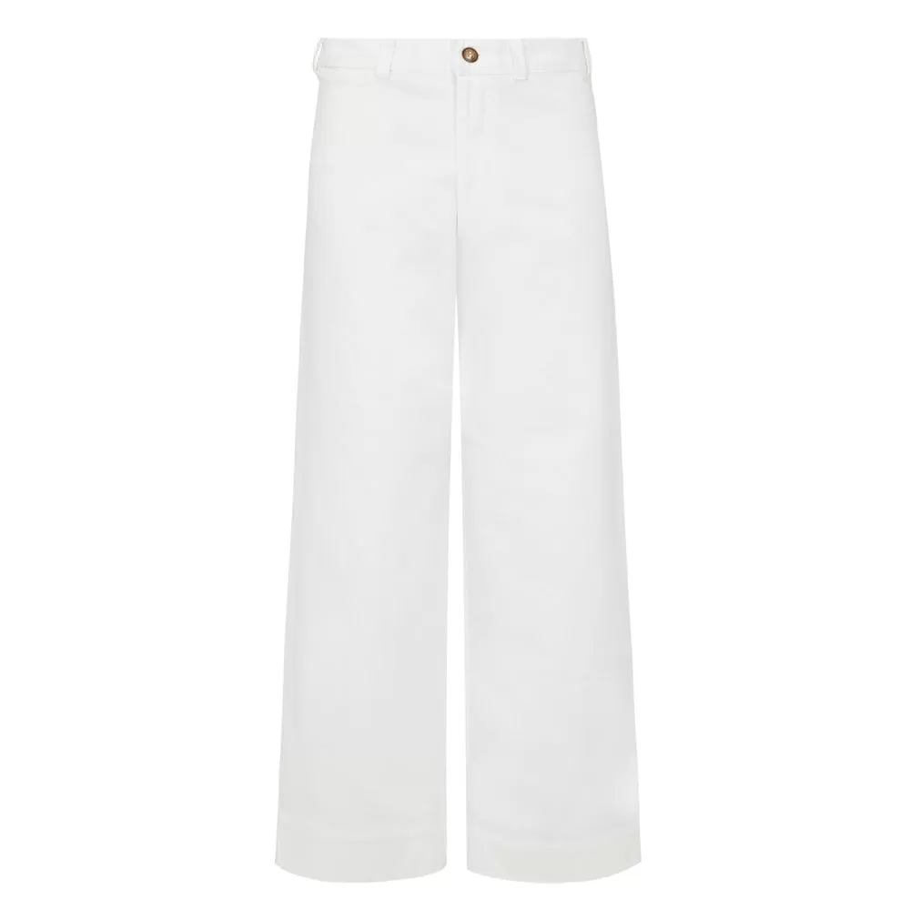 White Sailor Stretch Cotton Twill Pant