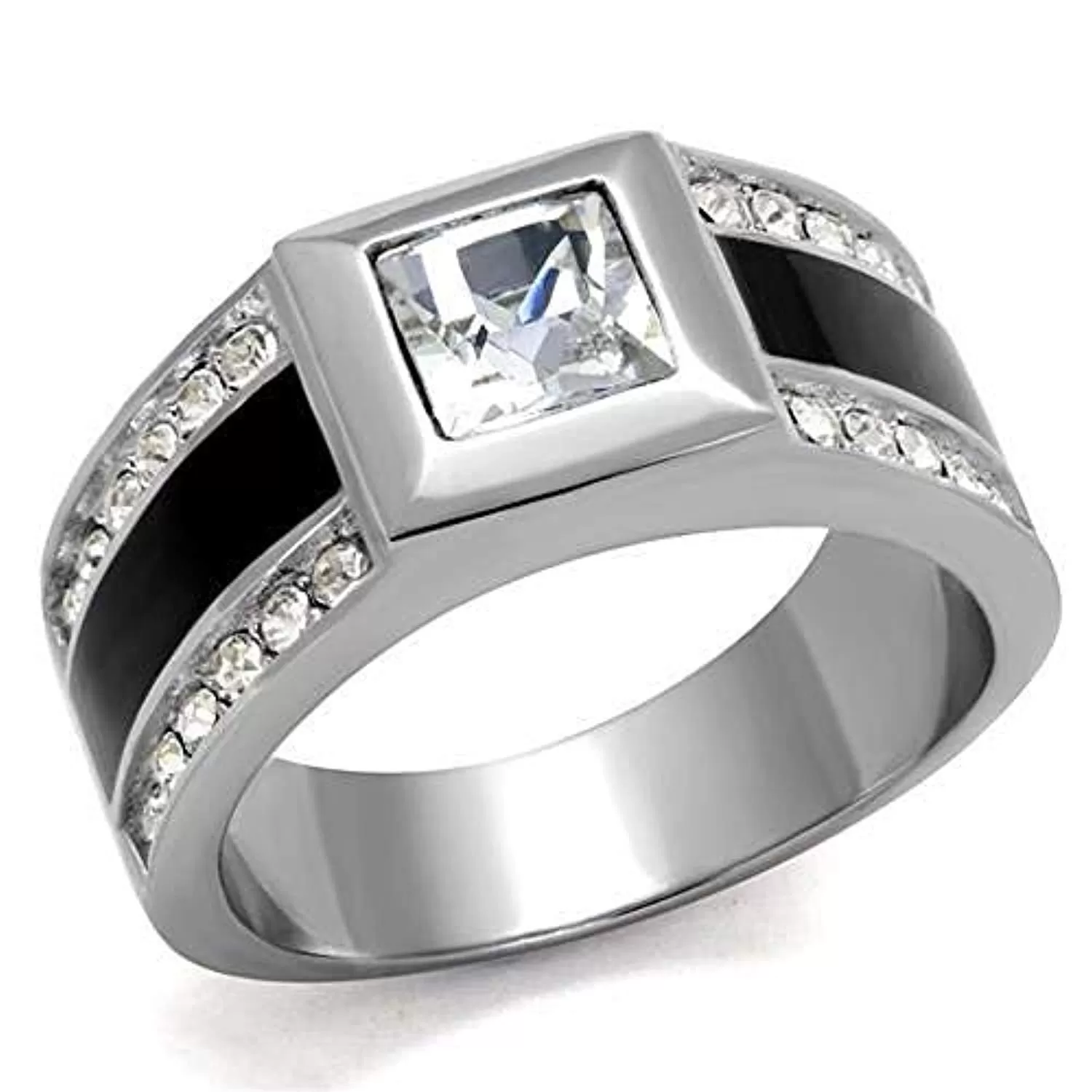 WildKlass Stainless Steel Ring High Polished Men Top Grade Crystal Clear