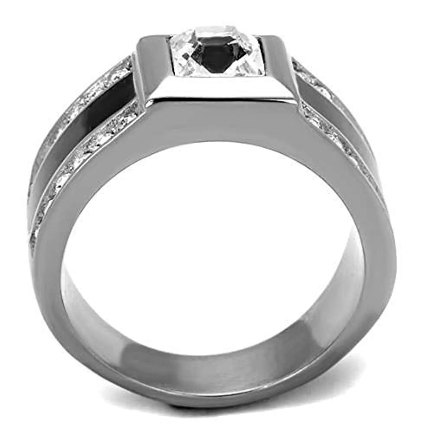 WildKlass Stainless Steel Ring High Polished Men Top Grade Crystal Clear