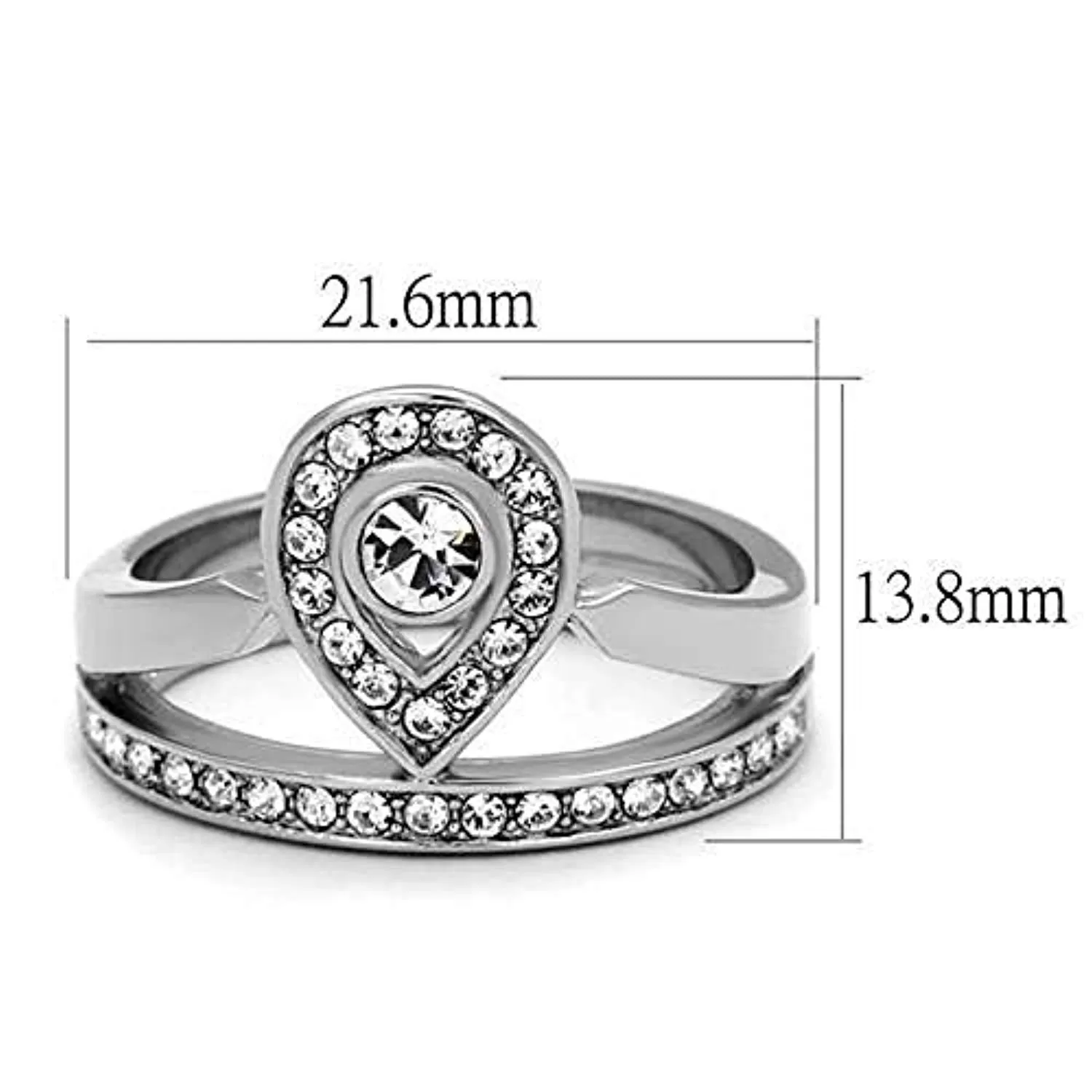 WildKlass Stainless Steel Ring High Polished (no Plating) Women Top Grade Crystal Clear