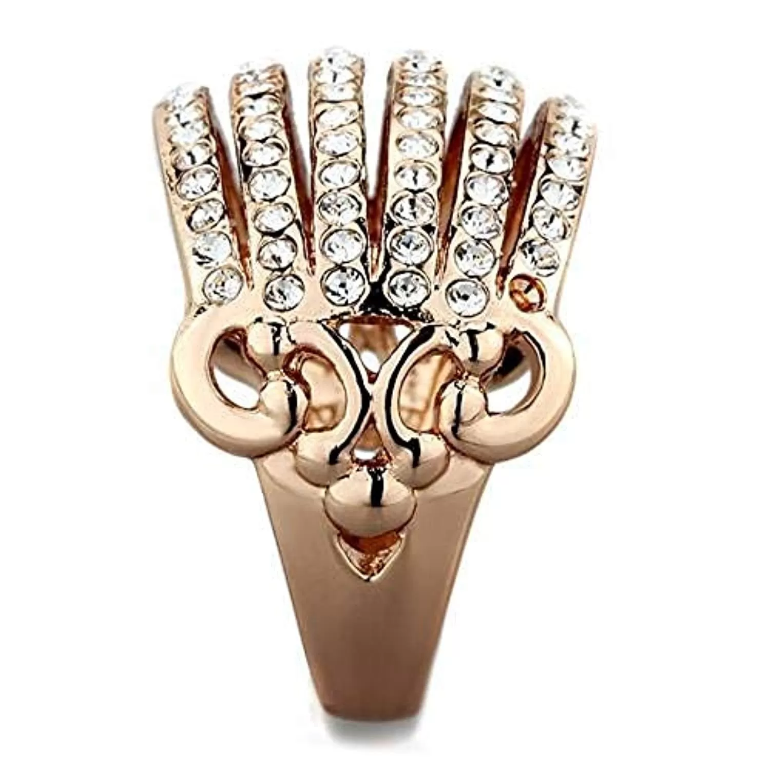 WildKlass Stainless Steel Ring IP Rose Gold Women Top Grade Crystal Clear