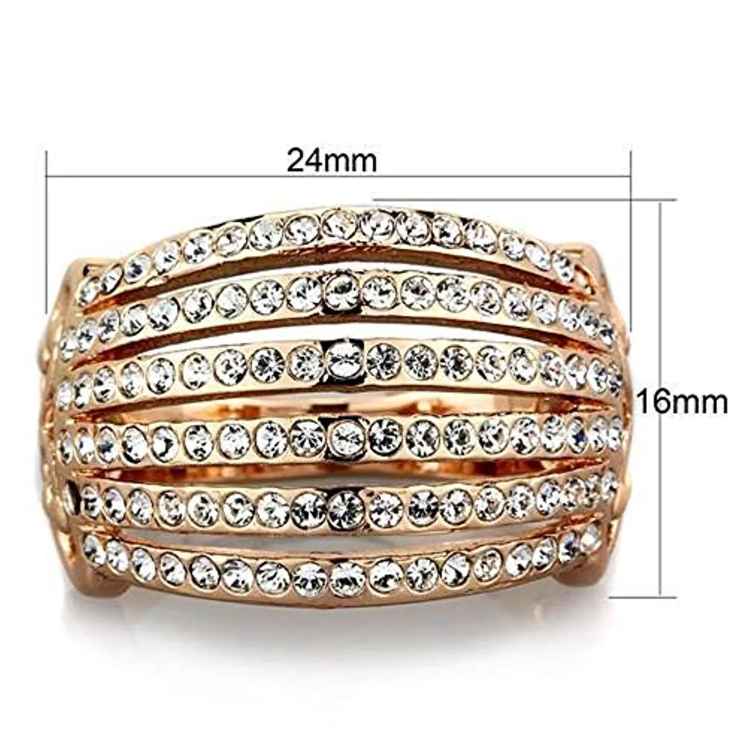 WildKlass Stainless Steel Ring IP Rose Gold Women Top Grade Crystal Clear