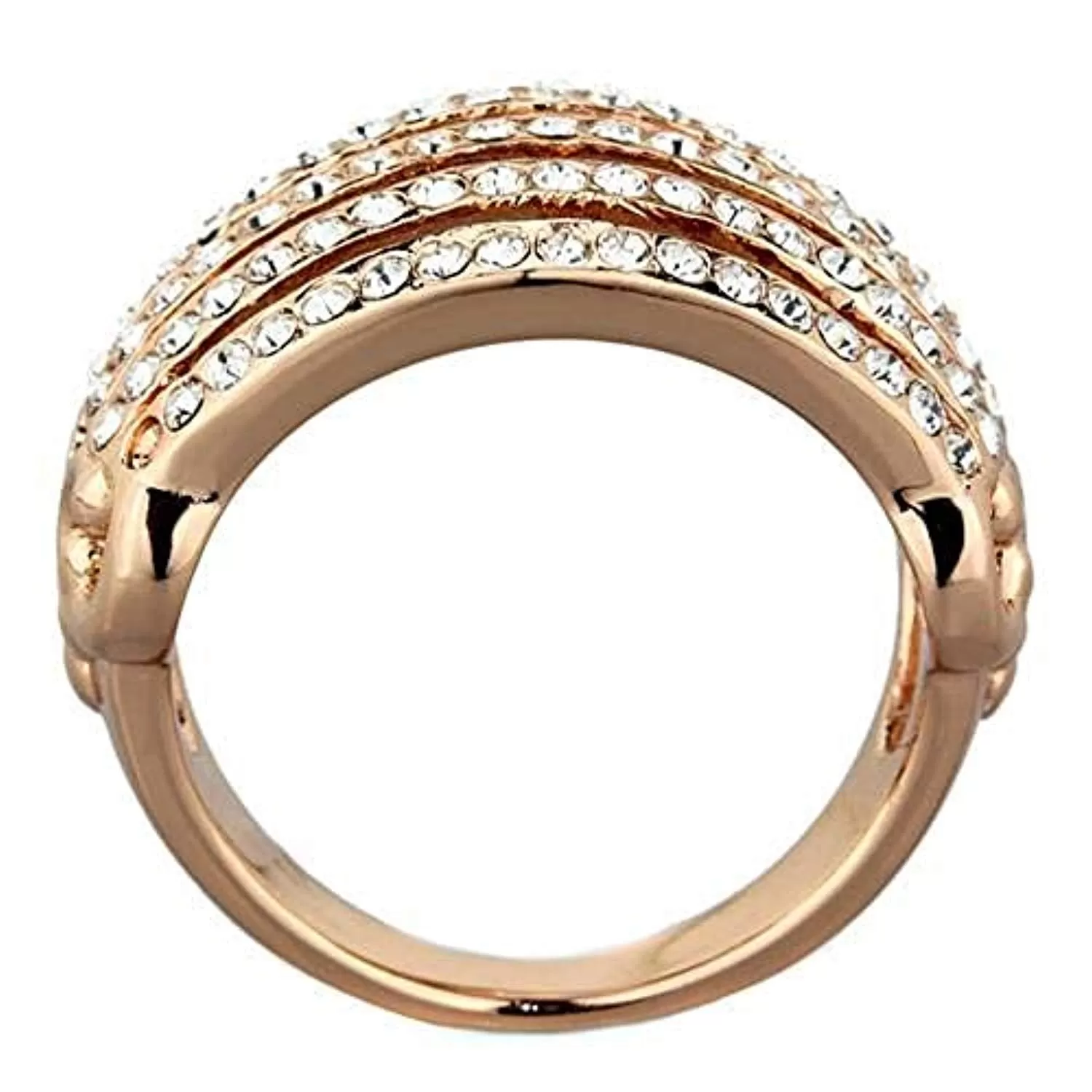 WildKlass Stainless Steel Ring IP Rose Gold Women Top Grade Crystal Clear