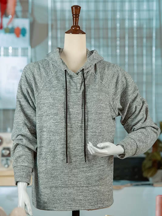 Women Grey Polyester Hoodie